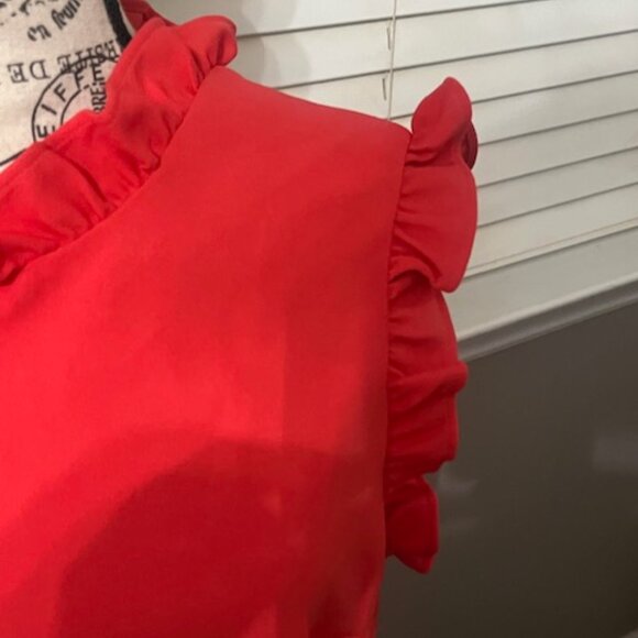 đź’•Stunning Maggy London Coral Ruffle Sleeve Midi Dress, Size 14 - Picture 5 of 5